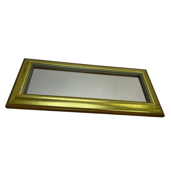 Vintage Ornate Mirror Gold Frame 13x 6 inch - Picture 1 of 7